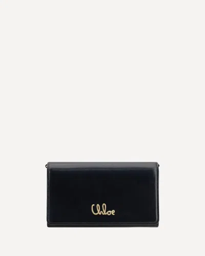 Chloé Logo Shoulder Bag With Chain Detail And Magnetic Closure In Black