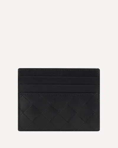 Bottega Veneta Mens Black-silver Intrecciato Leather Card Holder In Multi