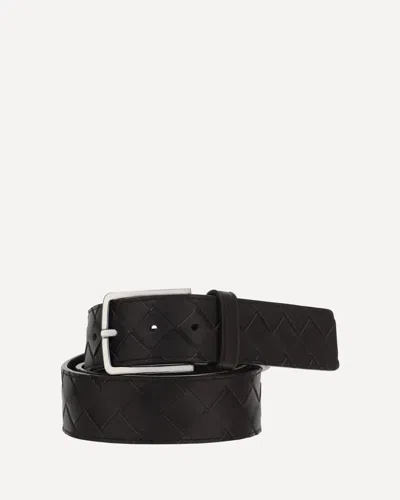 Bottega Veneta Men Leather Belt In Black