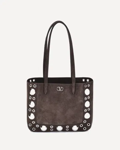 Valentino Studded Suede Double Handles Shoulder Bag