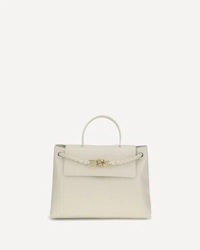Bottega Veneta Ciao Ciao Knot Detail Leather Top Handle Bag In White