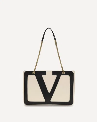 Valentino Medium Viva Superstar Leather Tote Bag In White