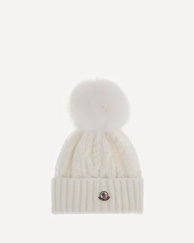 Moncler White Pom-pom Beanie In White