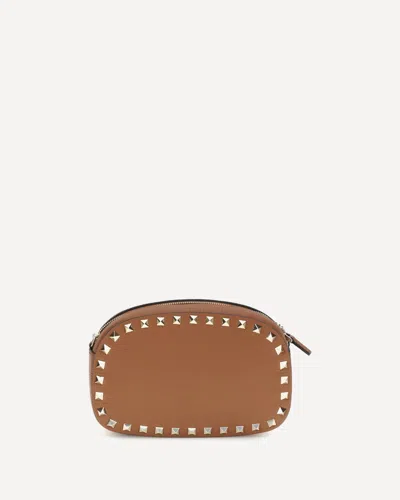 Valentino Rockstud Mini Grainy Leather Crossbody In Brown