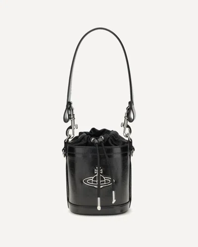 Vivienne Westwood Structured Bucket Bag With Drawstring Closure In Black