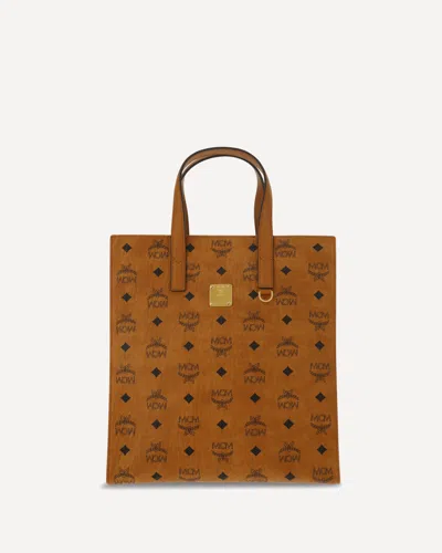 Mcm Women Printed Canvas Small Aren Shopping Bag In Brown