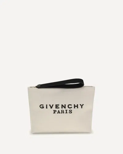 Givenchy Women Ivory Canvas Pouch In Sand
