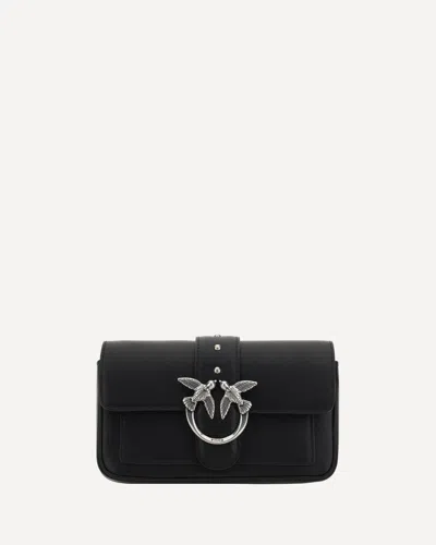 Pinko Love One Classic Leather Shoulder Bag In Black