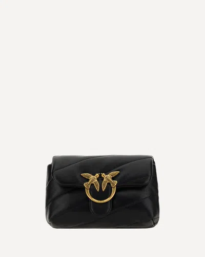 Pinko Baby Love Puff Leather Crossbody Bag In Black