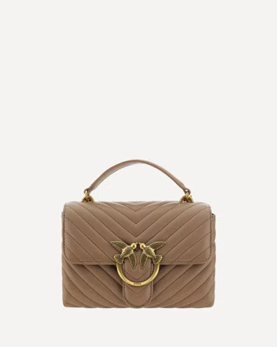 Pinko Big Lady Love Bag Puff Chevron In Gold