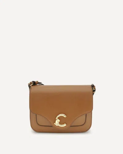 Coccinelle C-me Calf Cocker Small Shoulder Bag In Brown