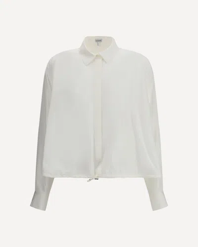 Loewe White Balloon-sleeve Silk Shirt In White