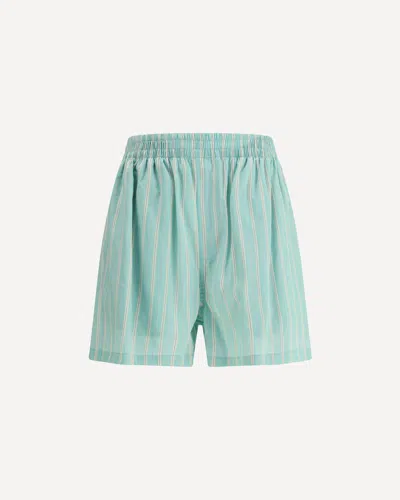 Balenciaga Striped Elastic-waist Shorts In Green