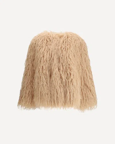 Forte Forte Short Kimono-inspired Jacket In Eco-friendly Mongolian Faux Fur In Pink