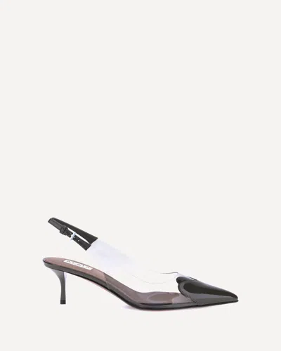 Alaïa Le Coeur Black Patent Leather High Slingback In Animal Print