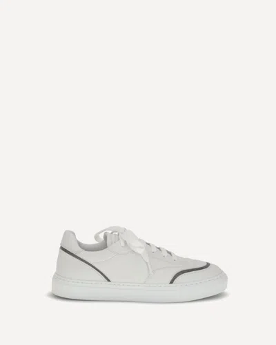 Brunello Cucinelli Leather Sneakers With Shiny Details In White