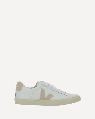 Veja White And Pink Leather Esplar Logo Sneakers
