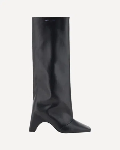 Coperni Knee-high Black Boots With Sculptural Heel In Multi