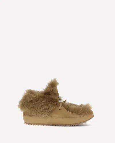 Pedro Garcia Jadine Fur-lined Mixed Leather Moccasins In Brown