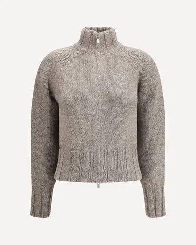 Magda Butrym Turtleneck Zip-front Cardigan In Gray