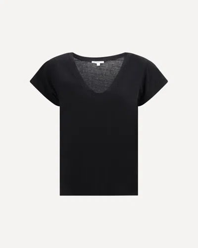 James Perse High Gauge Jersey Deep V T-shirt In Black