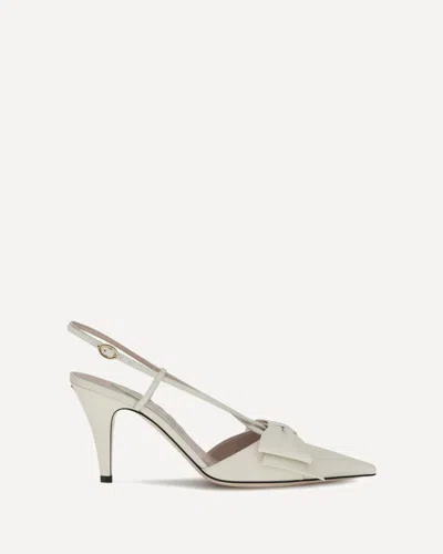 Valentino Garavani Valentino Bowow 85 Leather Slingback Pump In White