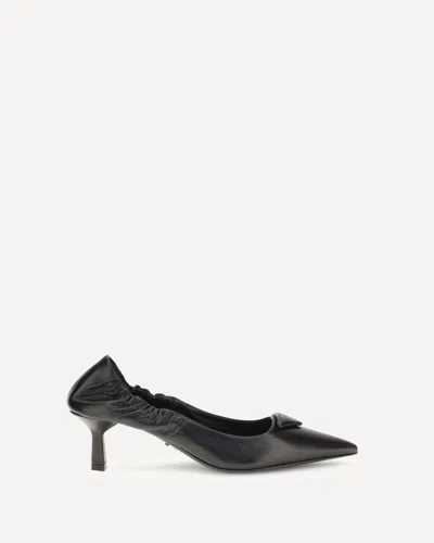Prada Pointed Toe Kitten Heel Pumps With Ruched Detail In Black