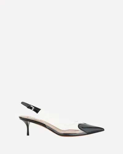Alaïa Le Coeur Black Patent Leather High Slingback In Animal Print