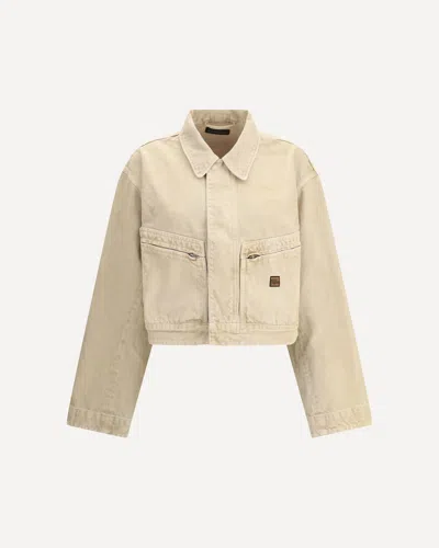 Balenciaga Women Workwear Crop Jacket In Sand