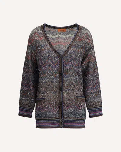 Missoni Oversized V-neck Cardigan With Zigzag Pattern In Multi