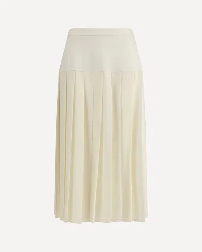 Alessandra Rich Womens White Pleated High-waist Stretch-wool Blend Midi Skirt In White