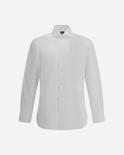 Finamore 1925 Timeless White Button-down Shirt With Structured Collar In White