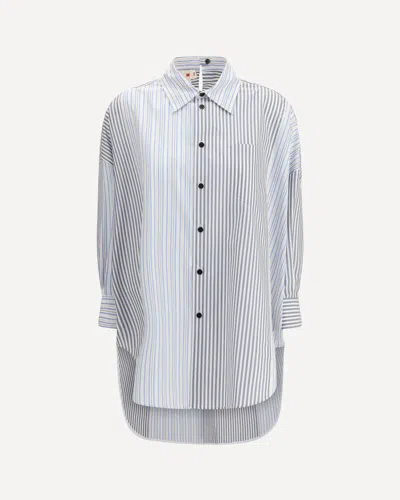 Marni Womens Stn63 Oversized Striped Cotton Shirt In Neutral