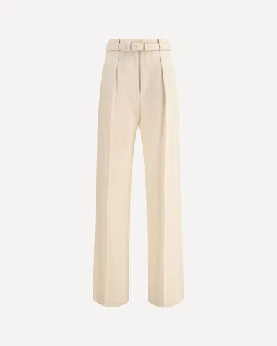 Loro Piana Edward Belted Trousers In White