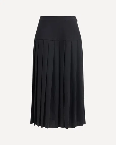 Alessandra Rich Pleated Midi Skirt In Black