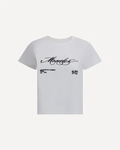 Moncler Cotton T-shirt With Embroidered Cursive Logo In White