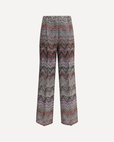 Missoni Wide Leg Sequin Chevron Textured Trousers In Multi