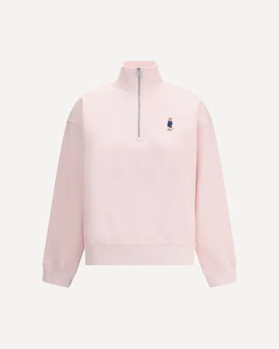 Maison Kitsuné Dressed Fox High Neck And Zip Sweatshirt In Pink