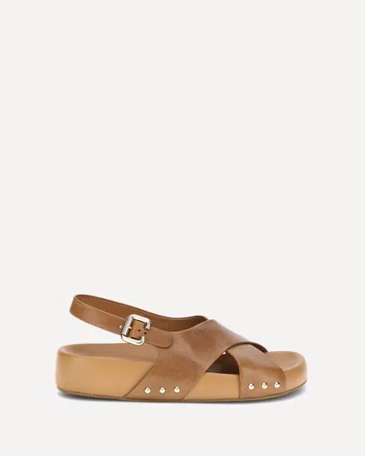 Chloé Mae Paddington Leather Crisscross Sandals In Brown