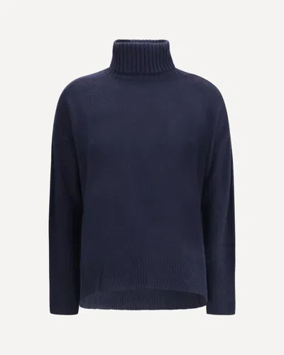 Allude Turtleneck Cashmere Sweater In Blue