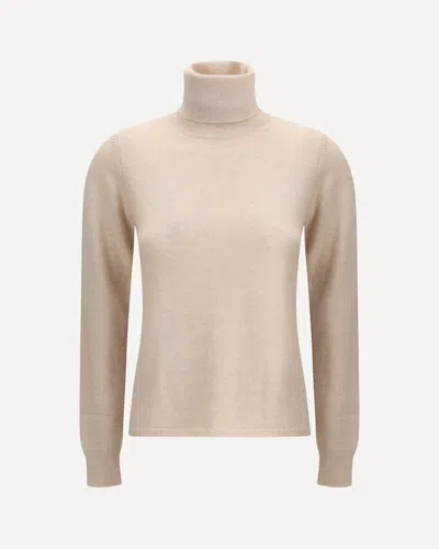 Max Mara Educata Ribbed Turtleneck Sweater In Neutral