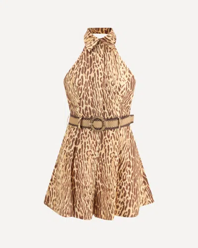Zimmermann Leopard Short Dress In Multi