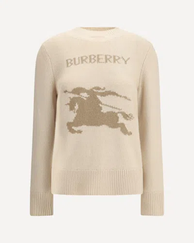 Burberry Wool-cashmere Blend Sweater With Contrasting Graphic In Gray
