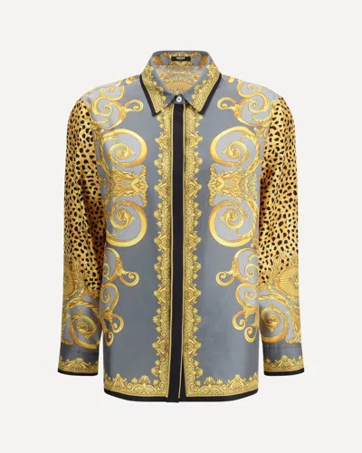 Versace Silk Cheetah Foulard Shirt In Multi