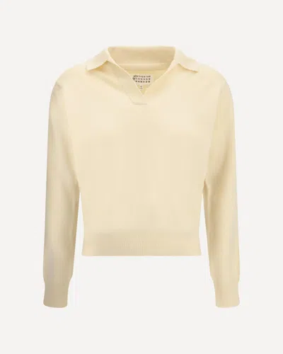 Margiela Cream Fleece Wool Sweater In Yellow