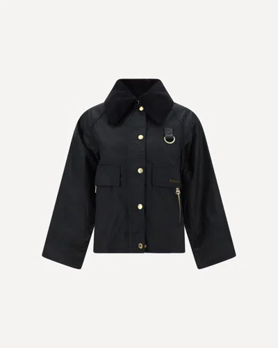 Barbour Catton Wax Green Waxed Cotton Jacket In Black
