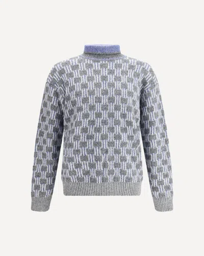Giorgio Armani Men Graphic Pattern Turtleneck Sweater In Gray