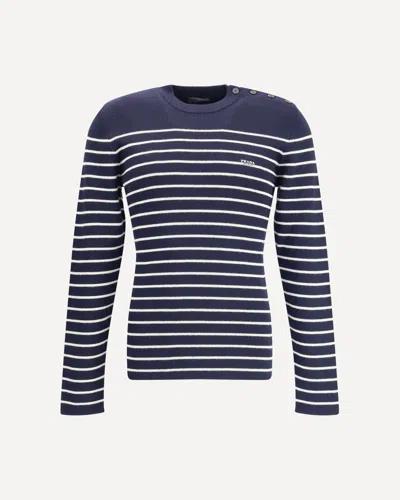 Prada Men Striped Sweater In Blue
