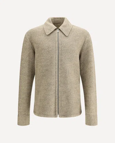 Jil Sander Beige Wool Blend Jacket Men In Green