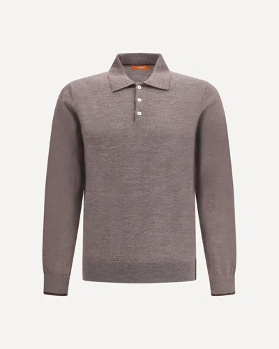 Cruna Knitted Long Sleeved Polo Shirt In Gray
